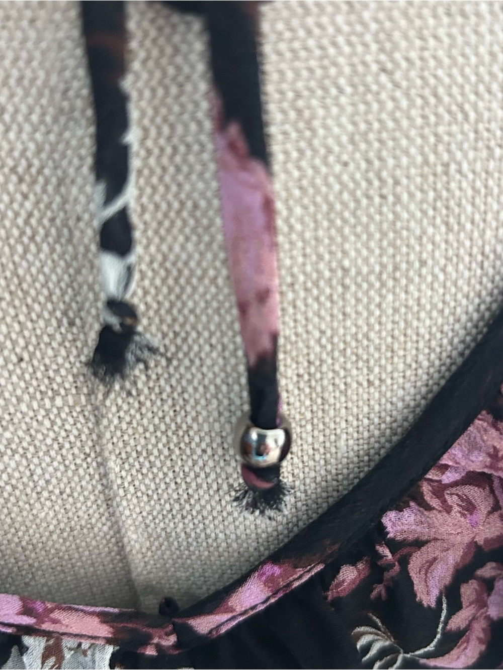 PAIGE 100% Silk Black Floral Ruffle-Neck Blouse with Pink & White‎ Print - Picture 8 of 8